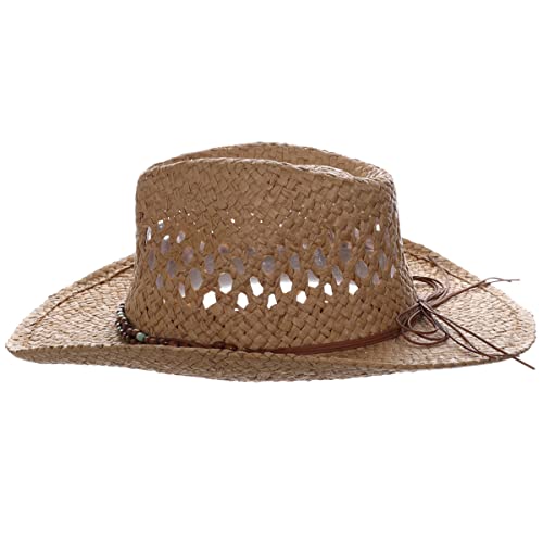Panama Jack Drifter Sun Hat - Toyo Straw, 3 1/4" Shapeable Brim - color: Tea