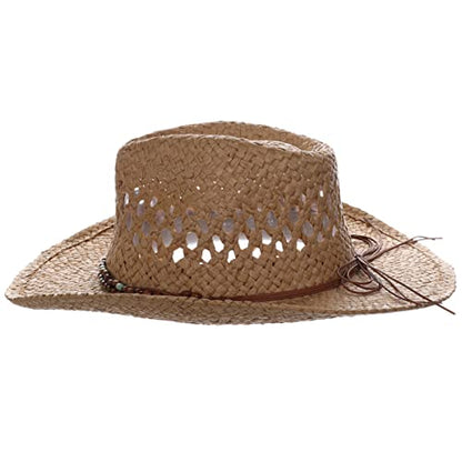 Panama Jack Drifter Sun Hat - Toyo Straw, 3 1/4" Shapeable Brim - color: Tea