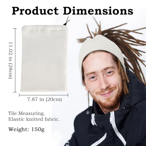 Ababalaya Unisex Satin Lined Knit Open Beanies Rasta Beanie - color: White