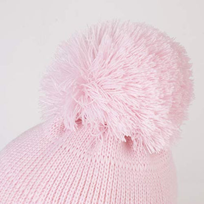 Baby Toddler Beanie Earflap Winter Hat Fleece Lined Knit Cap Girls Boy - color: Pink, size: 1-2T