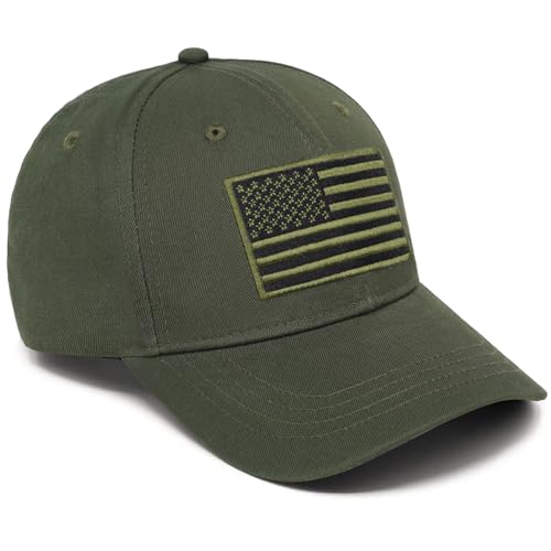 American Flag Baseball Cap for Men Women, Flag Embroidery & Adjustable Fit - color: Dark Green