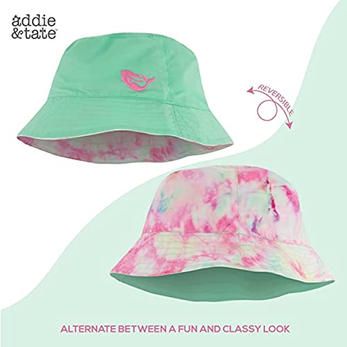 Kids Bucket Hat for Girls & Boys, Packable Fun & Cool Reversible Beach Sun Teen Toddler Bucket Hat - Ages 3-14 Years - color: Mint/Tie Dye, size: 7-14 Years