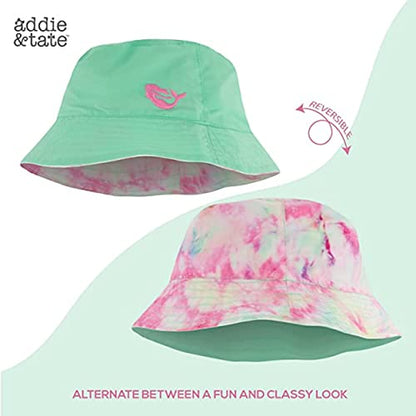 Kids Bucket Hat for Girls & Boys, Packable Fun & Cool Reversible Beach Sun Teen Toddler Bucket Hat - Ages 3-14 Years - color: Mint/Tie Dye, size: 7-14 Years