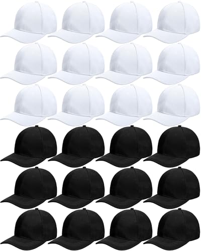 Handepo 24 Baseball Caps Adjustable - color: Black, White