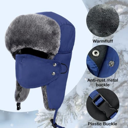 mysuntown Warm Winter Hats for Women Men with Ear Flaps for Cold Weather - color: Blue