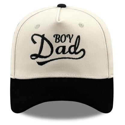 Embroidered Baseball Cap, Cotton Dad Hat, Fun & Heartfelt Stitching, Adjustable Casual Outdoor Hat for Men Women - color: Boy Dad - Black/Beige