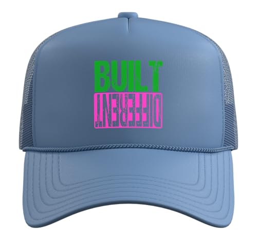 Green and Pink Different Pink and Green Trucker Hat with Adjustable Mesh Back - color: Light Blue