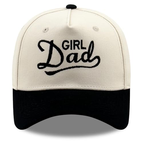 Embroidered Baseball Cap, Cotton Dad Hat, Fun & Heartfelt Stitching, Adjustable Casual Outdoor Hat for Men Women - color: Girl Dad - Black/Beige
