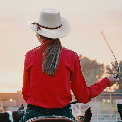 Suede Cowboy Hat for Women & Men Classic Western Hats - color: White