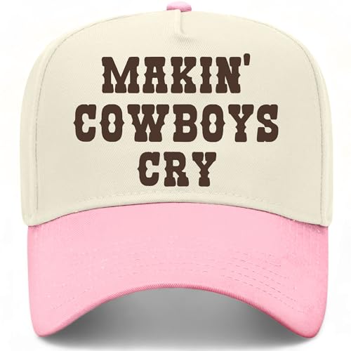 Makin' Cowboys Cry Diamond Hat | Premium Adjustable Snapback Baseball Trucker Hats for Men & Women - color: Pink/Natural