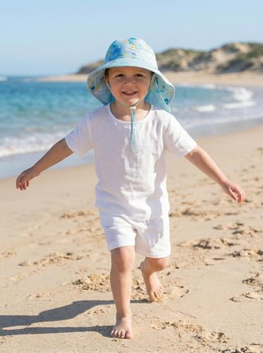 icolor Kids Sun Hat UPF50+ Sun Protection Bucket Hat Toddler Summer Beach Play Hats with Neck Flap for Girl Boy Ages 3~10 - color: Cartoon Sea World