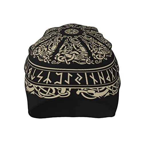 Men Vikings Beanie Caps,Norse Rune Skull Cap Knit Hat Slouchy Cap Autumn Summer Casual Beanies Hat - color: Norse Rune Printed