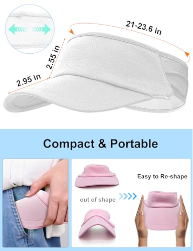 vidsel Sport Sun-Visor Hat Men Women, Summer UV Protection Stretchy Visor - color: White