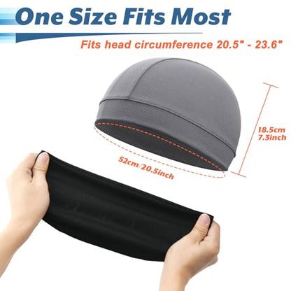 Cosmos 3 Pcs Cooling Skull Cap Helmet Liner Beanie Mesh Cycling Hat Head Wrap Under Helmets Motorcycle Hard Hat for Men Women - color: Black/White/Gray