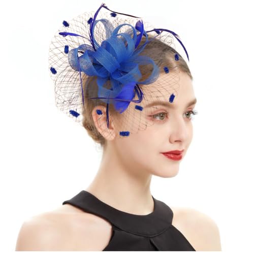Women's Fascinator Feather Flower Hir clip & Corsage Dual-use Bridal Headpiece Hair Accessories Cocktail Party Wedding - color: Royalblue