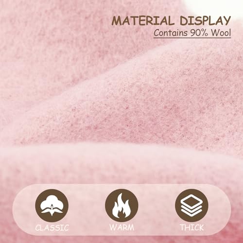 Gllutt Women Wool Beret Hat French Style Solid Color - color: Pink