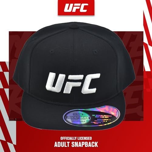 Concept One Unisex Adult UFC Baseball Cap, 6 Panel Adult Adjustable Snapback Hat with Flat Brim - color: Black