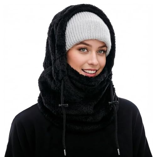Winter Ski Mask Balaclava, Windproof Face Mask Warm Neck Cover - color: Black