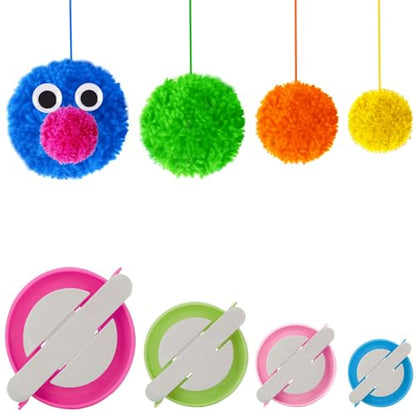 4 Sizes Pom Pom Maker, Fluff Ball Weaver DIY Wool Craft Tool Set