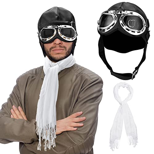 Jecery 3 Pcs Halloween Pilot Aviator Costume Accessories Set