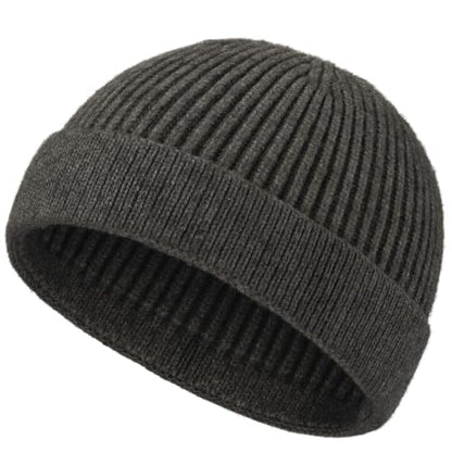 Short Beanie for Men Women, Wool Knit Cuff Winter Fisherman Hats - color: 1pcs-dark Gray