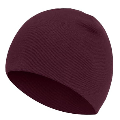 100% Cotton Beanie Hat for Men Women Cuffless Warm Winter Hats - color: 1pcs-wine Red