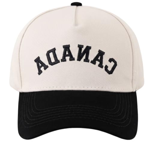 Upside Down Canada Baseball Cap, Embroidered Retro 5-Panel Snapback Hat for Men Women, Casual Streetwear Two-One Trucker Hat - color: Canada Black