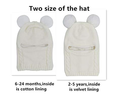 Baby Winter Hat Scarf Set, Unisex Infant Toddler Kids Hat Scarf - color: White, size: 2-5T