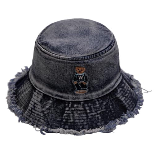 Cotton Denim Distressed Bucket Hat, Sun Hat, Hat for Men and Women - color: Blu29