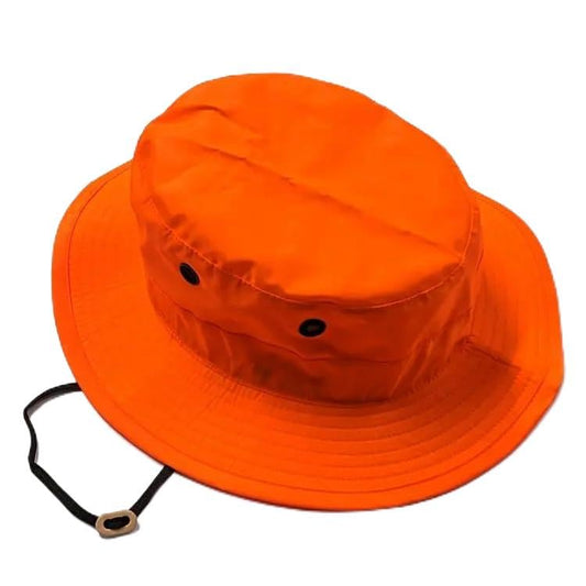 Blaze Orange Boonie Hat, Water Resistant, Made in The USA, Military Wide Brim Boonie Cover-Jungle Hat