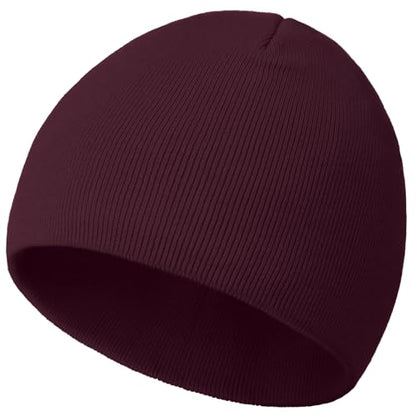 100% Cotton Beanie Hat Cuffless Beanies Warm Knit Winter Skull Cap - color: 1pcs-wine Red