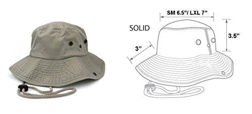 Summer Outdoor Boonie Hunting Fishing Safari Bucket Sun Hat with Adjustable Strap - color: Khaki, size: Small-Medium