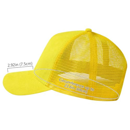 Suede Curved Brim Trucker Cap Adjustable Snapback Hat Mesh Back Breathable for Men Women 2 Pack SH03 - color: Pack of 2, Black & Yellow