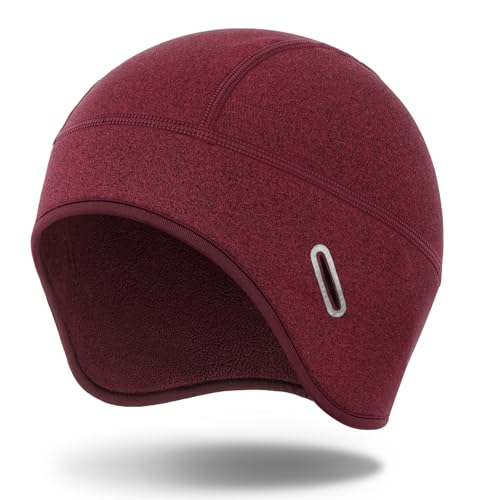 MELASA Winter Helmet Liner Skull Cap with Glasses Slots - color: Red