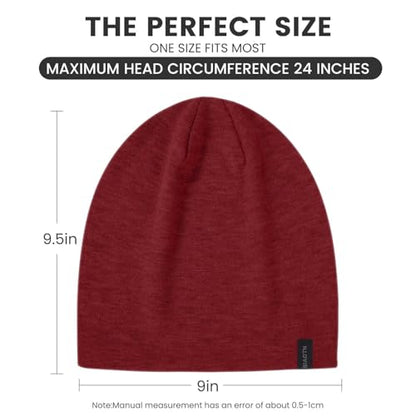 Wool Blend Thin Beanie for All Season, 2 Pack Lightweight Slouchy Knit Beanie Hats Sleep Cap - color: Red/Yellow