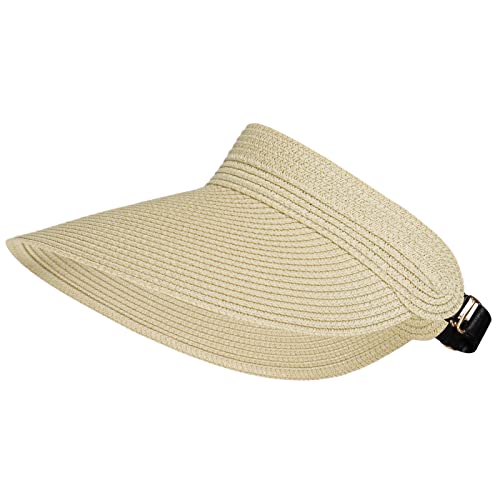 Women Summer Sun Hat Lady's Portable Beach Visor Bowknot Straw Hat - color: Beige 6