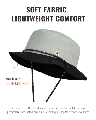 Clakllie Reversible Packable Boonie Fishing Hat UV Protection Sun Beach Hat - color: Bk2601-lightgrayblack