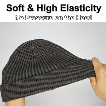 vidsel Thin Wool Fisherman Beanie for Men Short Knit Cuff Trawler Watch Hat - color: 1pcs-dark Gray