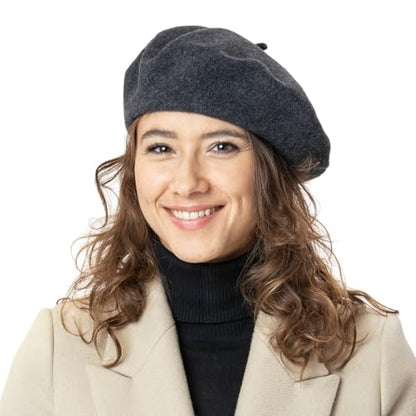 Seeberger Virgin Wool Beret for Women Women - Made in The EU - color: Lilac, size: 6 7/8