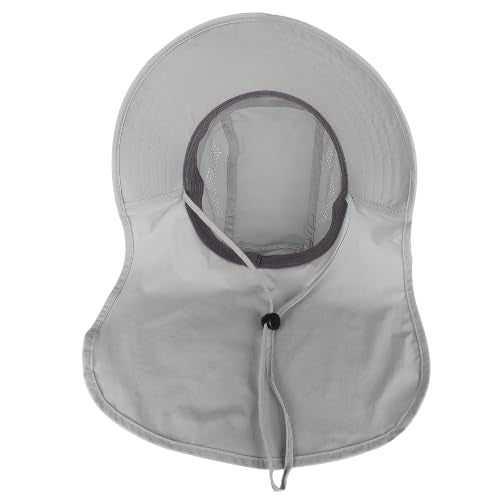 Connectyle UPF 50+ Sun Hat with Neck Flap Wide Brim Bucket Hats Breathable Fishing Hiking Gardening Safari Hat for Men Women - color: Light Grey