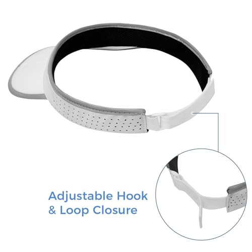 Foldable Sports Sun Visor Hat - Adjustable Running Golf Tennis Cap with Mesh&Reflective Design, Quick Drying for Men & Women - color: White/Reflective