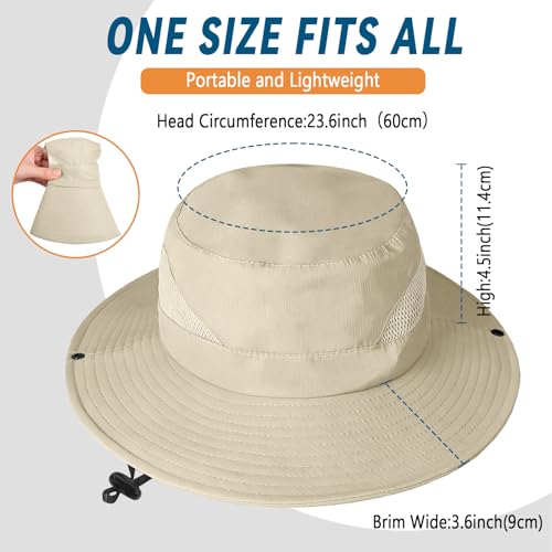 ZOORON Sun Hats for Men Women, Wide Brim Safari Hats UV Protection UPF50+ Waterproof Boonie Hats for Fishing Hiking Camping - color: 1pack-light Beige
