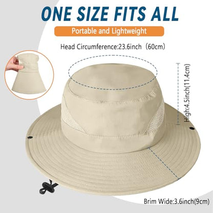ZOORON Sun Hats for Men Women, Wide Brim Safari Hats UV Protection UPF50+ Waterproof Boonie Hats for Fishing Hiking Camping - color: 1pack-light Beige