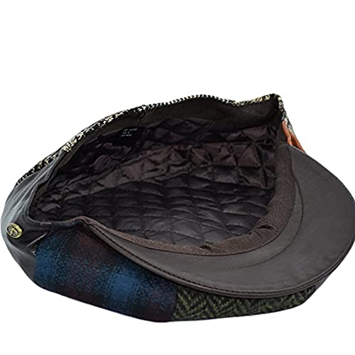 Men's Classic 8 Panel Wool Blend Newsboy Snap Brim Collection Hat - color: Nsb2322-patch, size: Large