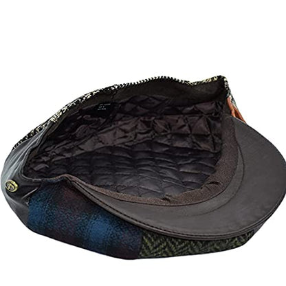 Men's Classic 8 Panel Wool Blend Newsboy Snap Brim Collection Hat - color: Nsb2322-patch, size: Large