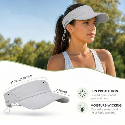 Sun Visor Caps Foldable Brim Adjustable Visor Hats for Women Men - color: 2# Lightgrey