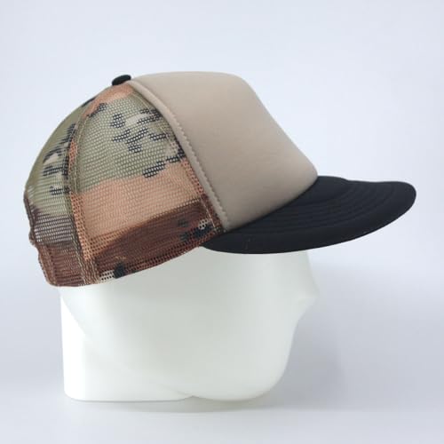 The Vintage Year High Crown Foam Mesh Camouflage Trucker Hat Baseball Cap - color: Flat Khaki/Desert