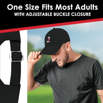 Disney Mickey Mouse Embroidered Cotton Adjustable Dad Hat with Curved Brim - color: Black
