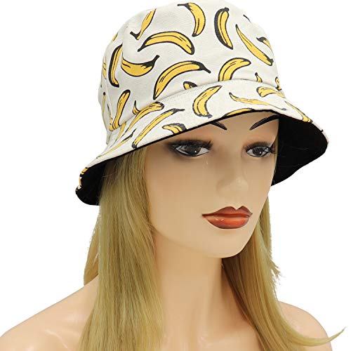 Umeepar Unisex Reversible Packable Bucket Hat Sun Hat for Men Women - color: Banana White
