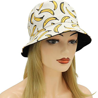 Umeepar Unisex Reversible Packable Bucket Hat Sun Hat for Men Women - color: Banana White